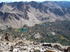 Looking down on the Born Lakes, with Patterson Peak in the background.