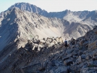 Sean on the blocky south ridge of Lonesome Peak.