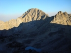 The sun setting on Castle Peak.