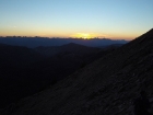 The sun dipping behind the Sawtooths, almost time for those headlamps.