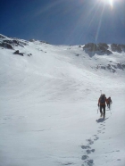 At the base of the final climb up the west face.