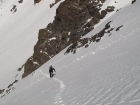 Dave climbing the west face. SeanD photo.