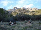 Sitting around the campfire at the trailhead with Lost River Peak behind us.