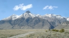 View from the road of Little Mac, Mount McCaleb, and USGS Peak.