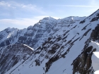 A view of USGS Peak from the saddle between Little Mac and Mount McCaleb.