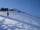 John climbing the steep section at the base of the summit block.