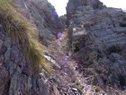 Heading up the scree chute on Browns.