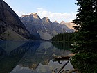 Start of the hike, amazing view of Moraine Lake backed by Valley of Ten Peaks.