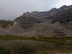 Mount Temple and the trail switch-backing to Sentinel Pass.