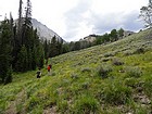 On the trail during the hike in.