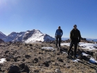 Leaving the summit of Productid Peak, North Twin in the background.