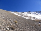 Scree and talus descent into upper Elbow Canyon.