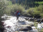 John crossing the creek where the trail splits and heads towards Big Basin.