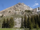 The spot where you leave the trail and begin scrambling. Cobb Peak in the background.