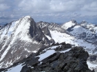 Looking west from the summit of Old Hyndman towards Hyndman Peak, Duncan Ridge, Goat Mountain, & Devils Bedstead East.