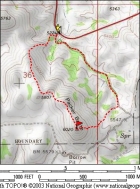 Map of the route, I went clockwise. 2.5 miles with 1000' elevation gain round trip.