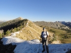 Leaving the trail at Antz Basin Divide, Blackmon Peak in the background.