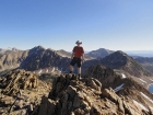 Dave on the summit of Patterson Peak, ridge leading to Mount Frank on the right.