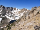 Looking back at Patterson Peak above Four Lakes Basin, from the ridge to Mount Frank.