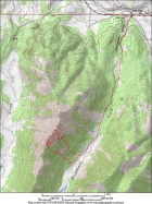 Map of our route, 8 miles round trip and 2300' elevation gain.