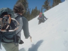 Wallowing our way around toward the south ridge.