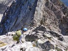 Down climbing from the summit.