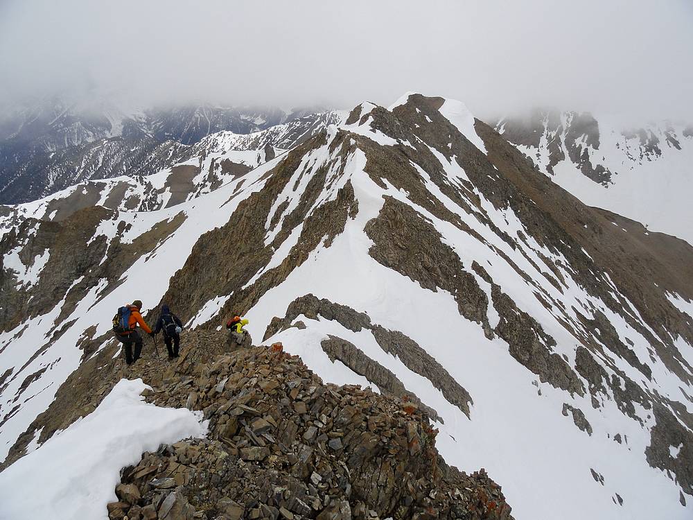 Leaving the summit of Perkins Peak