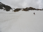 Climbing toward the gully.