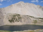 Altair Peak above Betty Lake from the saddle leading to Goat Lake.