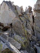 This is the crux of the climb to Peak 11887's summit, a 20' notch to climb through.