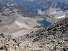 Looking down on Goat and Baptie Lake from the summit of Standhope Peak.