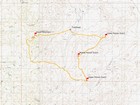 Map of the route, 13 miles and 4200' gain round trip. We went clockwise.