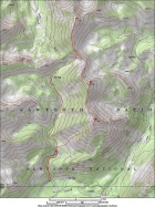 Map of the route, about 9 miles round trip with 3800' of elevation gain.