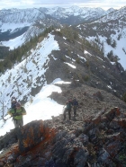 Climbing the ridge towards Pole Creek Peak #1.