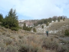 Steve leaving the gully, almost back to the trail.