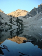 Sunset view from our campsite at Scenic Lake, Nahneke Mountain in the background.