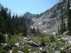 Looking back at Flat Top Mountain during our descent to Browns Lake.