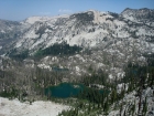 Johnson Lake from the south, with the Rakers in the background. Anderson Peak (9704') in the center.