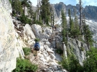 Climbing the switchback to Arrowhead Lake, near the end of a long day.