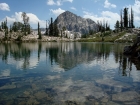 West face of Mount Everly from a tarn near the trail.