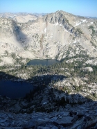 Everly Lake, Plummer Lake, and Plummer Peak from high on the east face of Mount Everly.