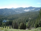 Looking back on Rainbow Basin from the saddle above Green Island Lake.