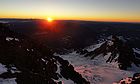 Sunrise view from the top of Disappointment Cleaver, with the Emmons Glacier far below.