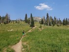 Making our way up the trail with Buckhorn Mountain in the distance.