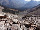 View back down toward the lake from above the waterfall.