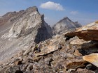 West ridge of Rearing Stallion Peak, Abel Peak distant right.