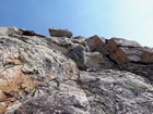 Steep slabby scrambling.