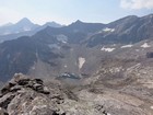 View back down toward the upper lake from the summit.