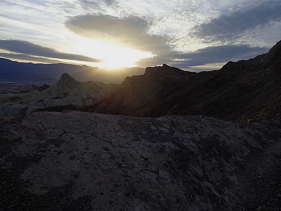 Sun setting behind Red Cathedral, Death Valley NP.