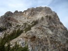 Nearing the summit block. Once above the trees, head out onto the northeast face.